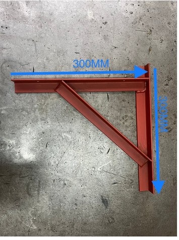 Small steel gallows bracket in red primer